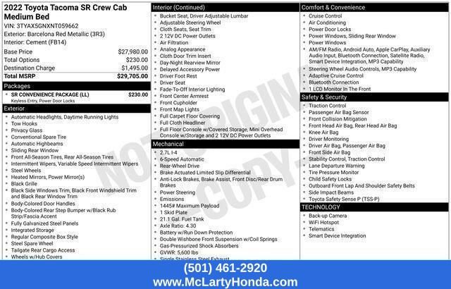 Used 2022 Toyota Tacoma SR w/ SR Convenience Package RWD image 33