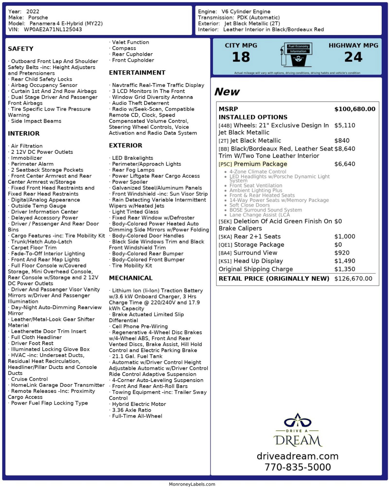 Used 2022 Porsche Panamera 4 w/ Premium Package AWD/4WD image 59