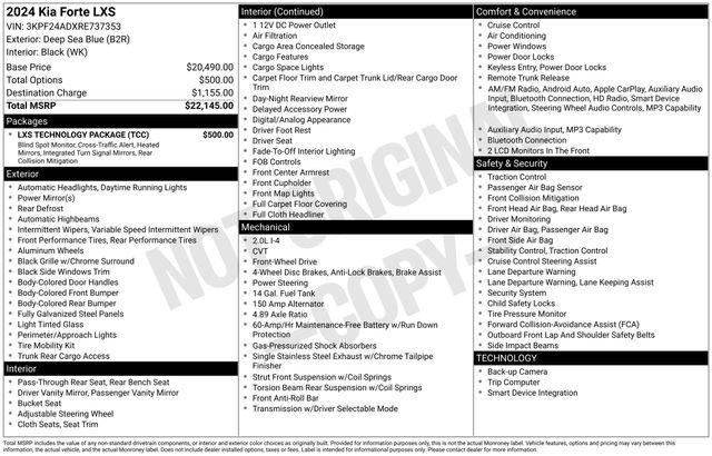 Used 2024 Kia Forte LXS w/ LXS Technology Package FWD image 3