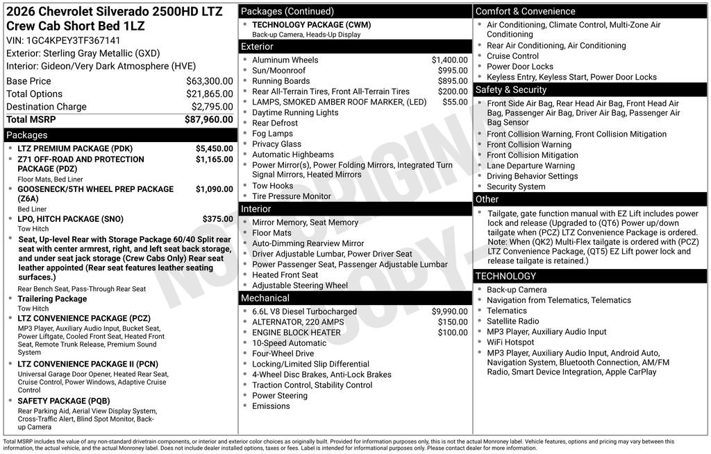 New 2026 Chevrolet Silverado 2500 LTZ w/ LTZ Premium Package AWD/4WD image 33