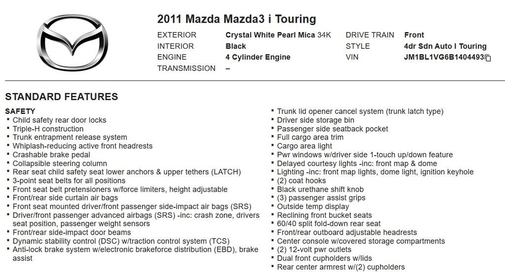 Used 2011 MAZDA MAZDA3 i Touring FWD image 18