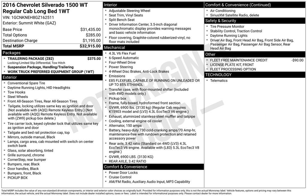 Used 2016 Chevrolet Silverado 1500 W/T w/ Trailering Package AWD/4WD image 10