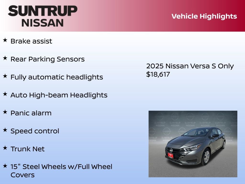 New 2025 Nissan Versa S w/ Trunk Package image 23