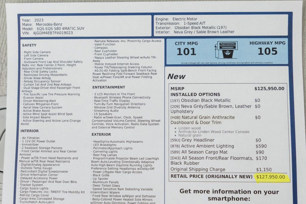 Used 2023 Mercedes-Benz EQS 580 4MATIC SUV image 60