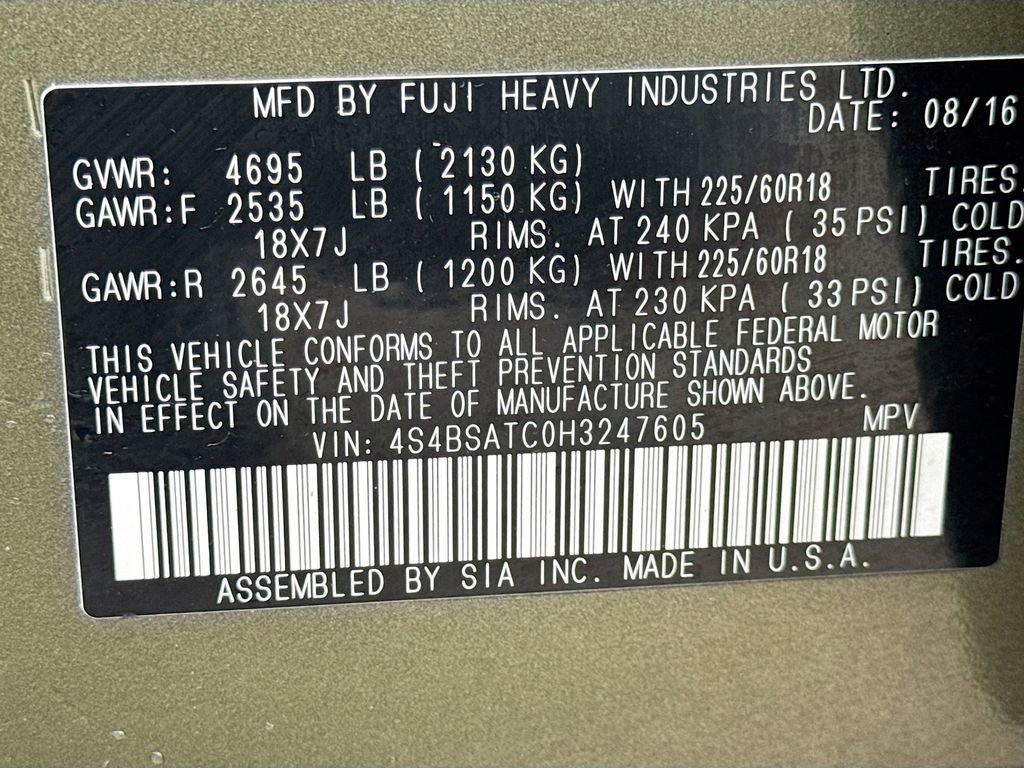 Used 2017 Subaru Outback 2.5i Touring w/ Popular Package #5A image 42