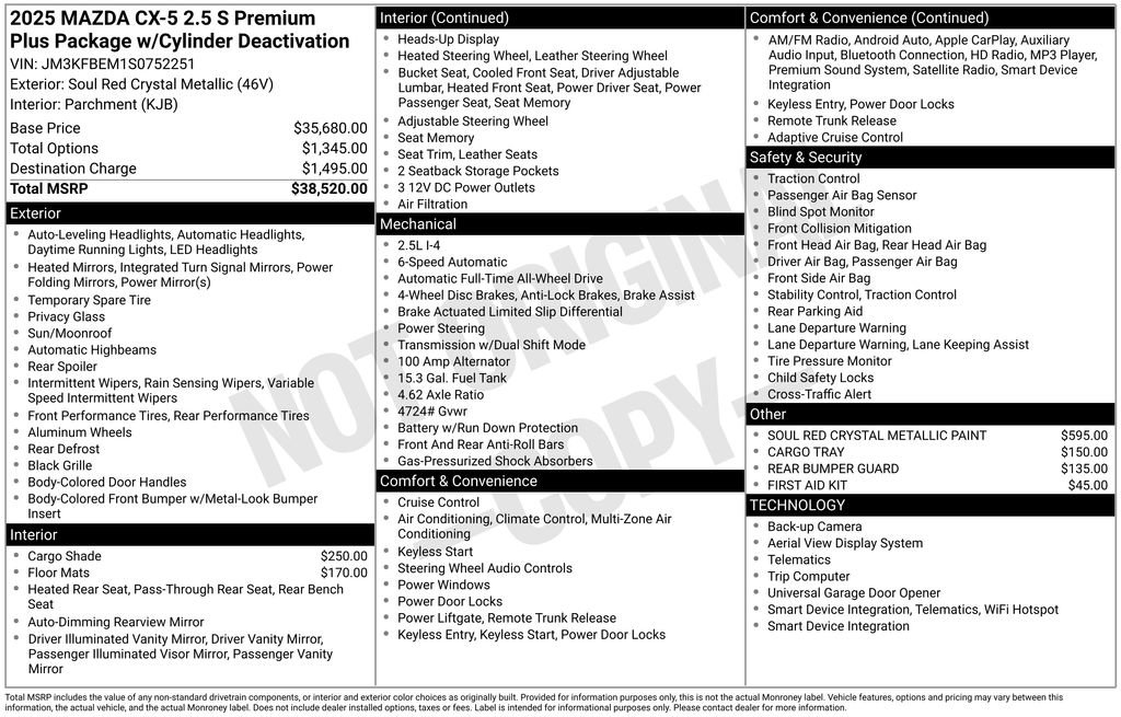 Certified 2025 MAZDA CX-5 AWD 2.5 S w/ Premium Plus Pkg image 31