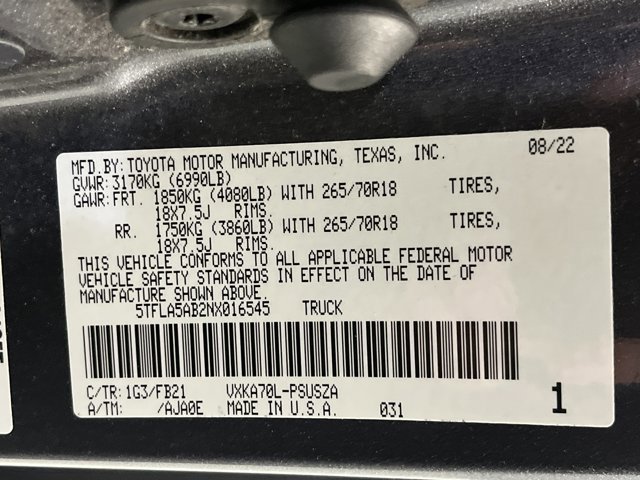 Used 2022 Toyota Tundra SR5 w/ Convenience Package image 11