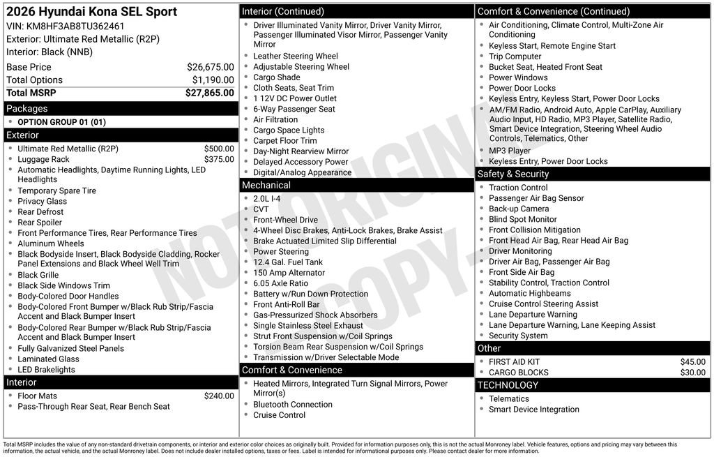 New 2026 Hyundai Kona SEL Sport image 40