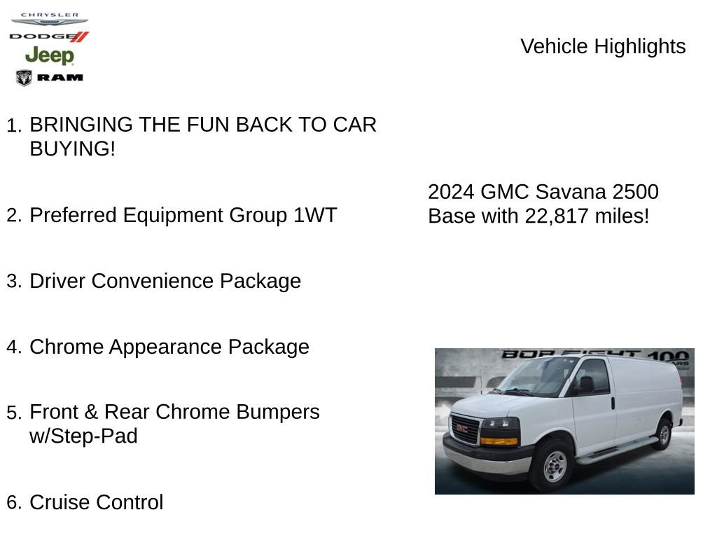 Used 2024 GMC Savana 2500 w/ Driver Convenience Package image 2