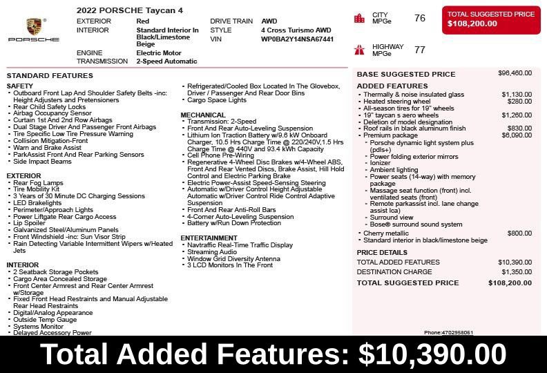 Used 2022 Porsche Taycan 4 Cross Turismo AWD/4WD image 3