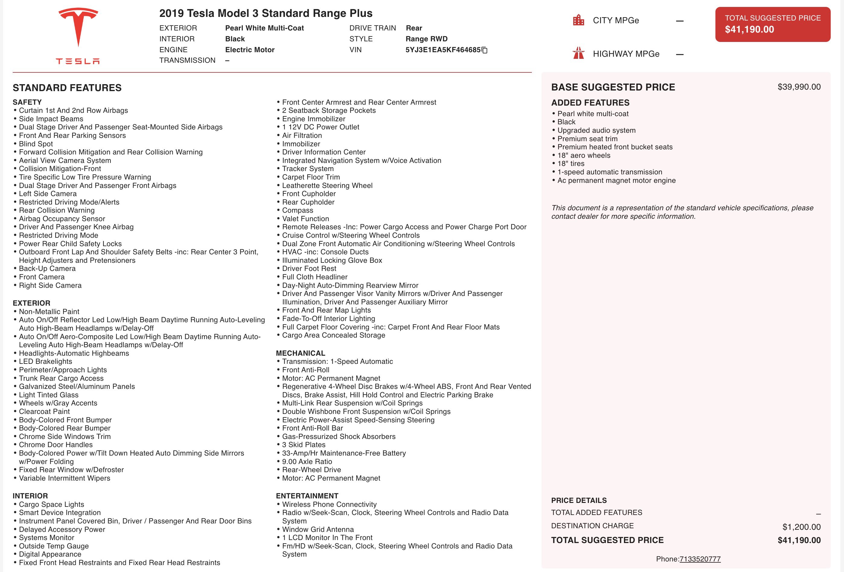 Used 2019 Tesla Model 3 Standard Range Plus RWD image 2
