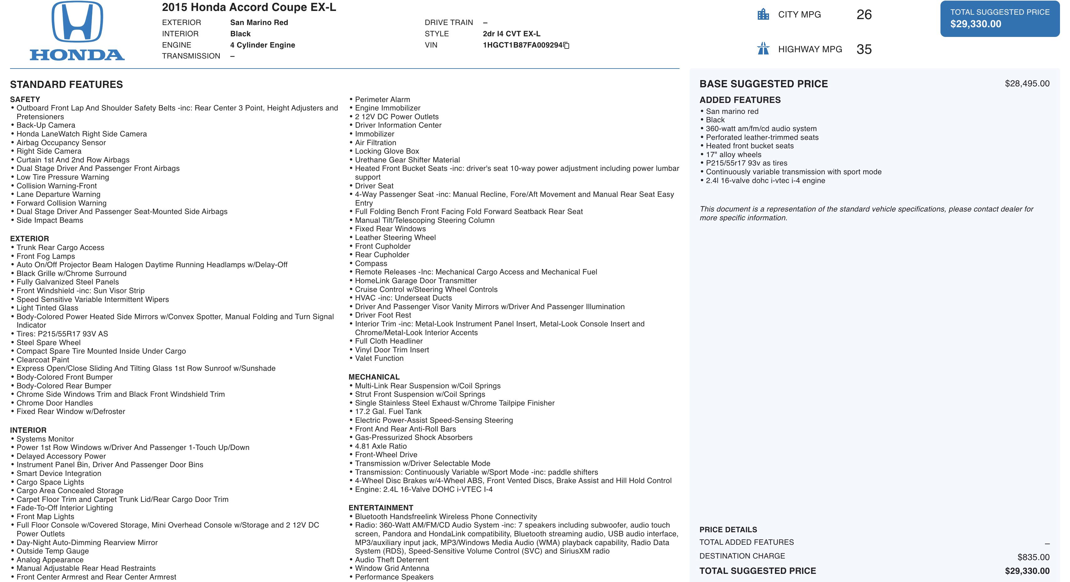 Used 2015 Honda Accord EX-L image 3