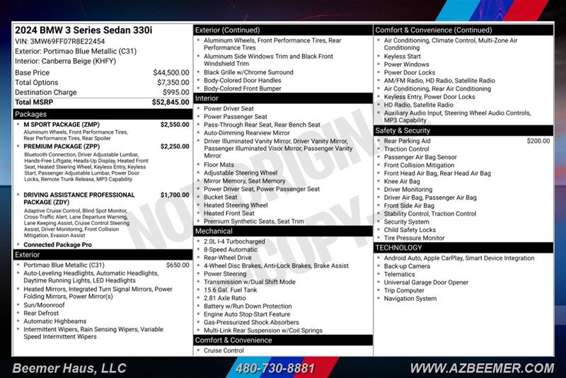 Used 2024 BMW 330i Sedan w/ M Sport Package RWD image 3