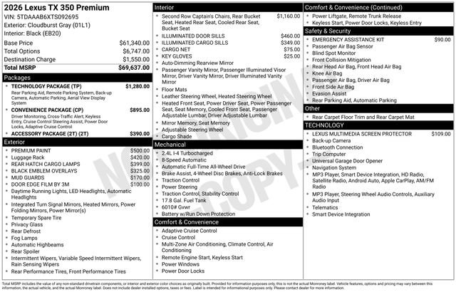 New 2026 Lexus TX 350 AWD w/ Technology Package image 35