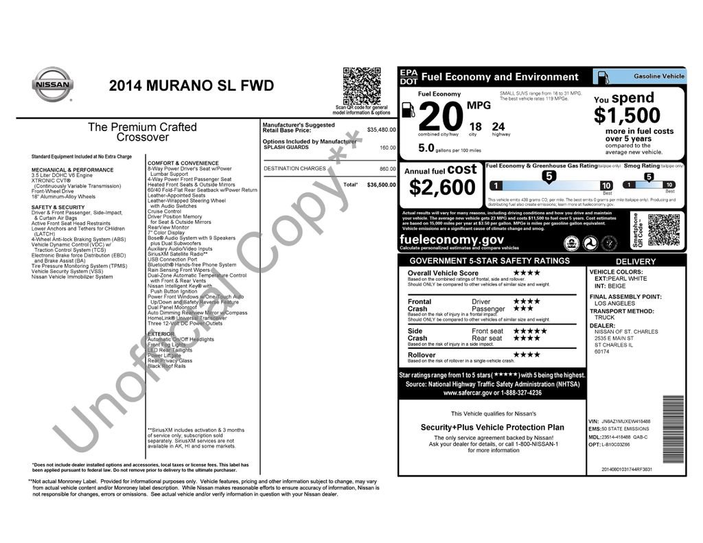 Used 2014 Nissan Murano SL FWD image 3