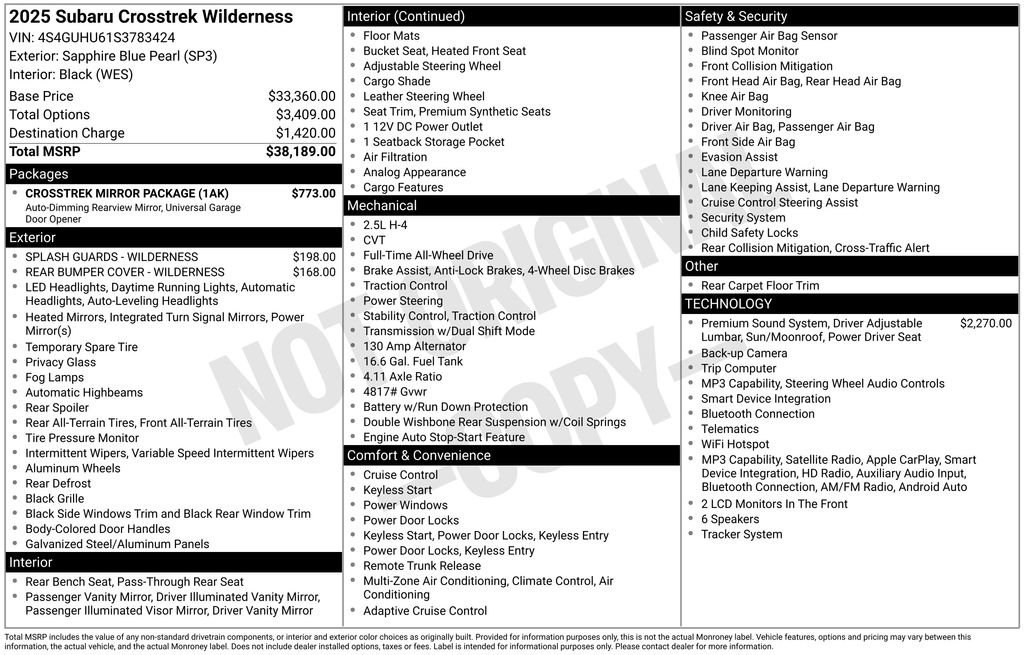 Certified 2025 Subaru Crosstrek 2.5i Wilderness w/ Crosstrek Mirror Package AWD/4WD image 10