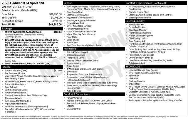 Used 2020 Cadillac XT4 Sport w/ Driver Awareness Package FWD image 8