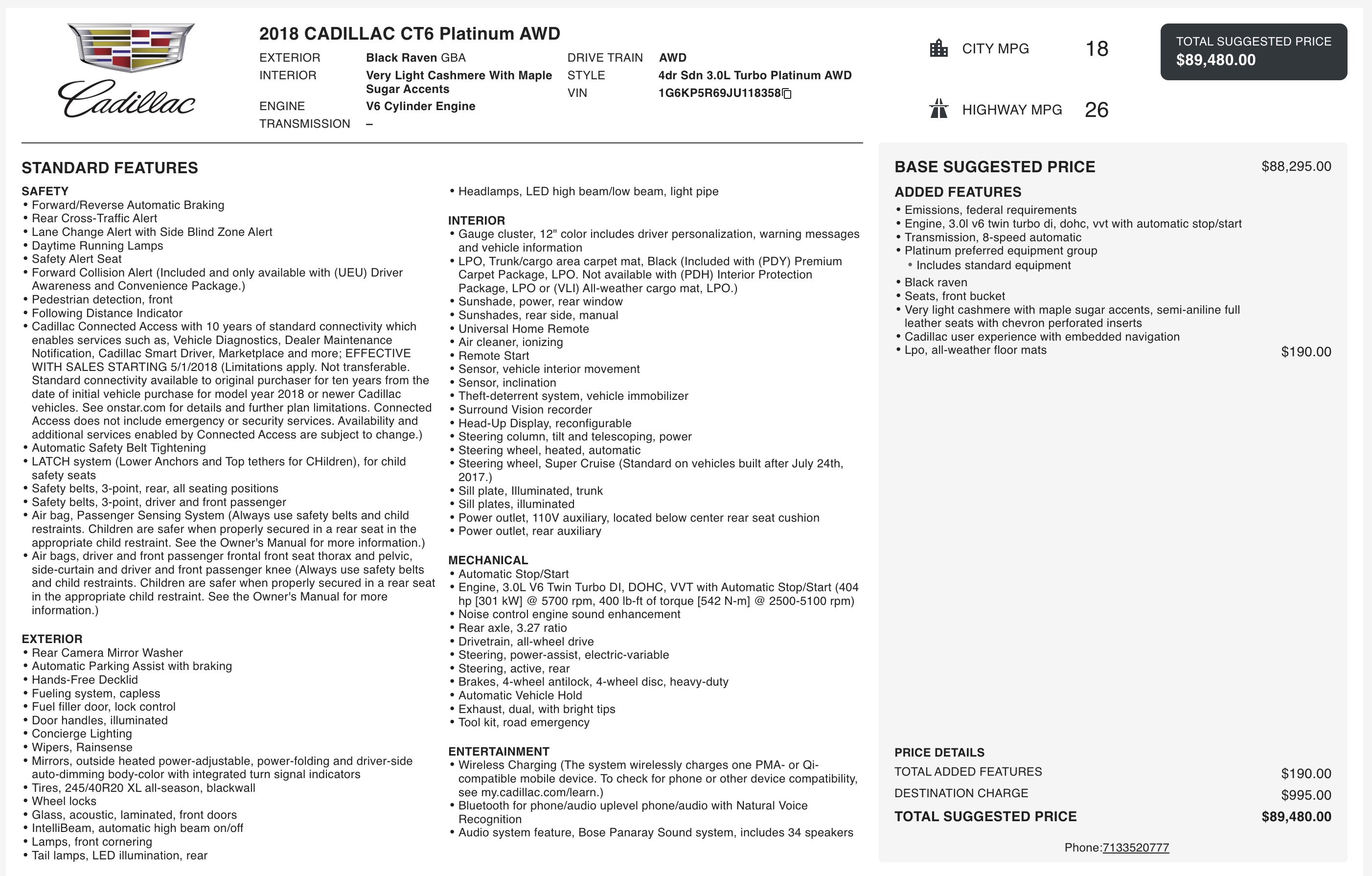 Used 2018 Cadillac CT6 Platinum image 3