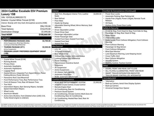 Certified 2024 Cadillac Escalade ESV Premium Luxury w/ Performance Package RWD image 10