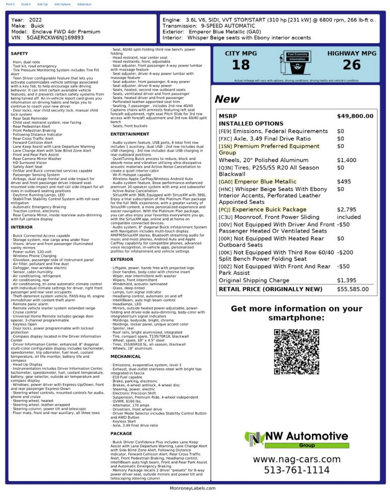 Used 2022 Buick Enclave Premium w/ Experience Buick Package FWD image 2