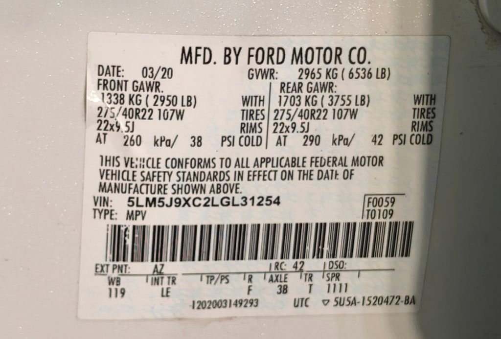 Used 2020 Lincoln Aviator Black Label w/ Dynamic Handling Package image 89