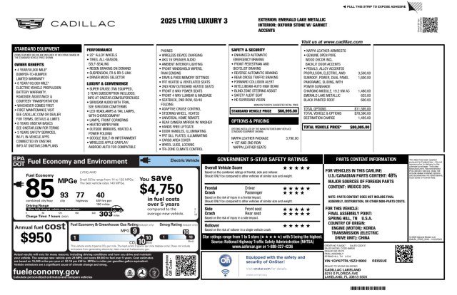 Used 2025 Cadillac Lyriq Luxury w/ Nappa Leather Package AWD/4WD image 3