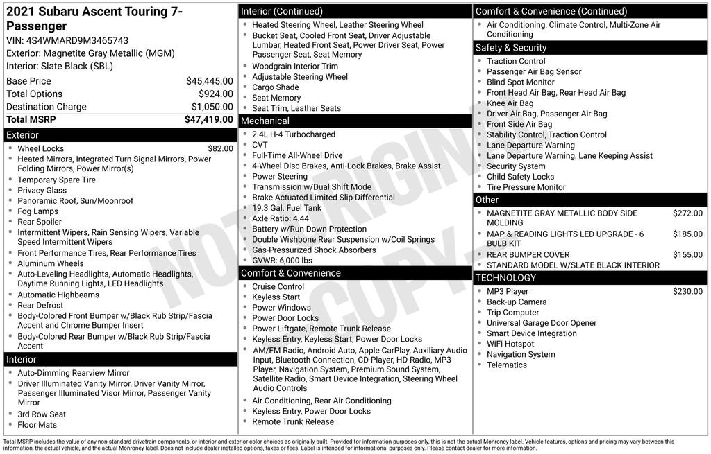 Used 2021 Subaru Ascent Touring image 8