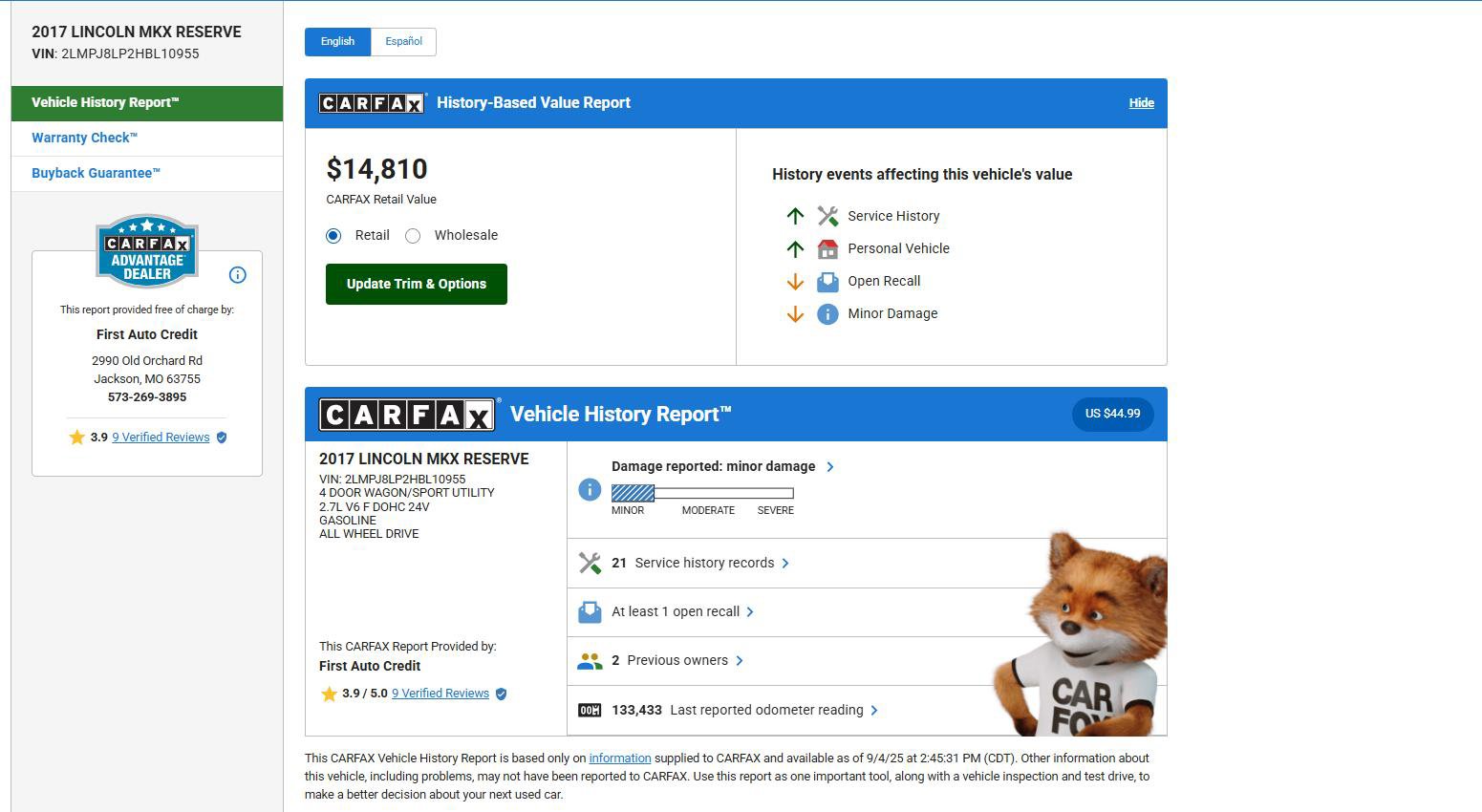 Used 2017 Lincoln MKX Reserve w/ Driver Assistance Package image 52