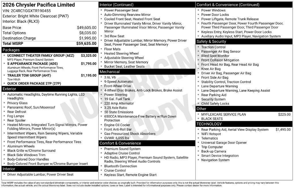 New 2026 Chrysler Pacifica Limited w/ Uconnect Theater Family Group FWD image 6