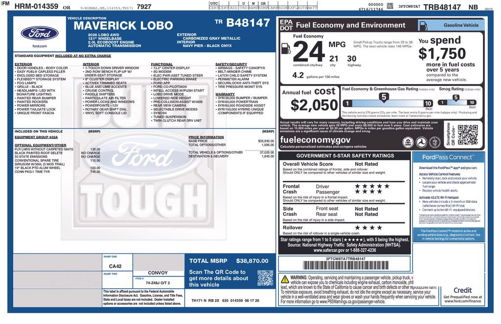 New 2026 Ford Maverick Lobo AWD/4WD image 25