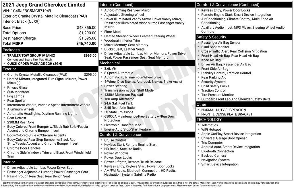 Used 2021 Jeep Grand Cherokee Limited w/ Trailer Tow Group IV image 32