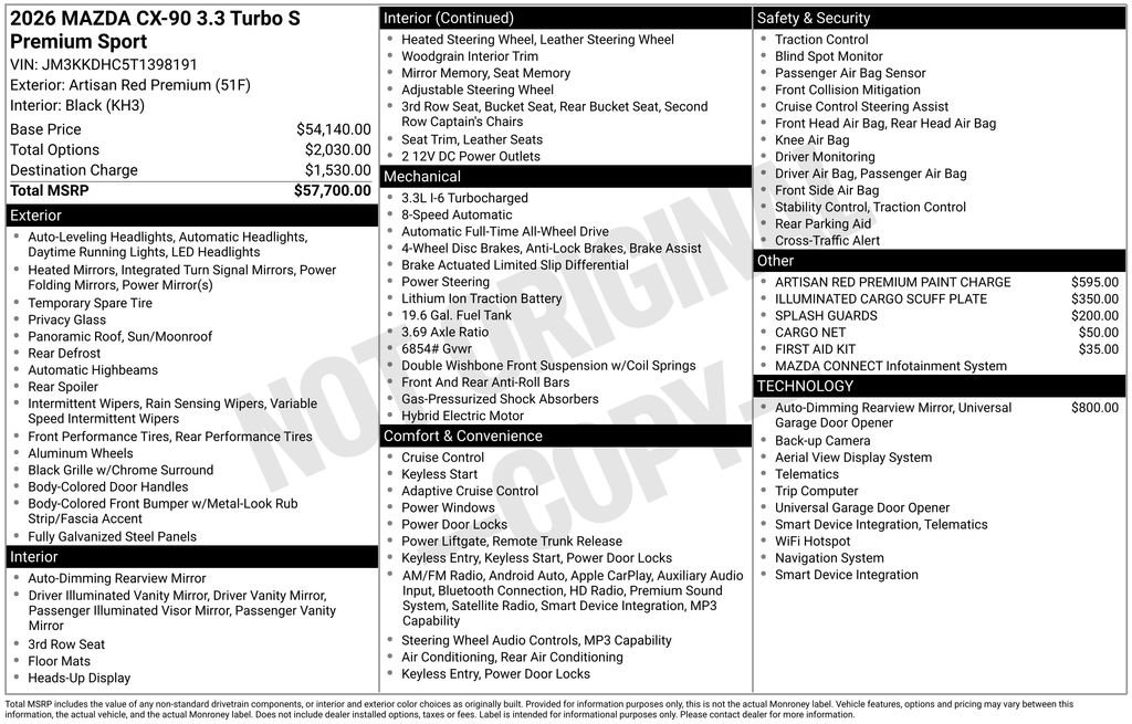 New 2026 MAZDA CX-90 3.3 Turbo S w/ Premium Package AWD/4WD image 6