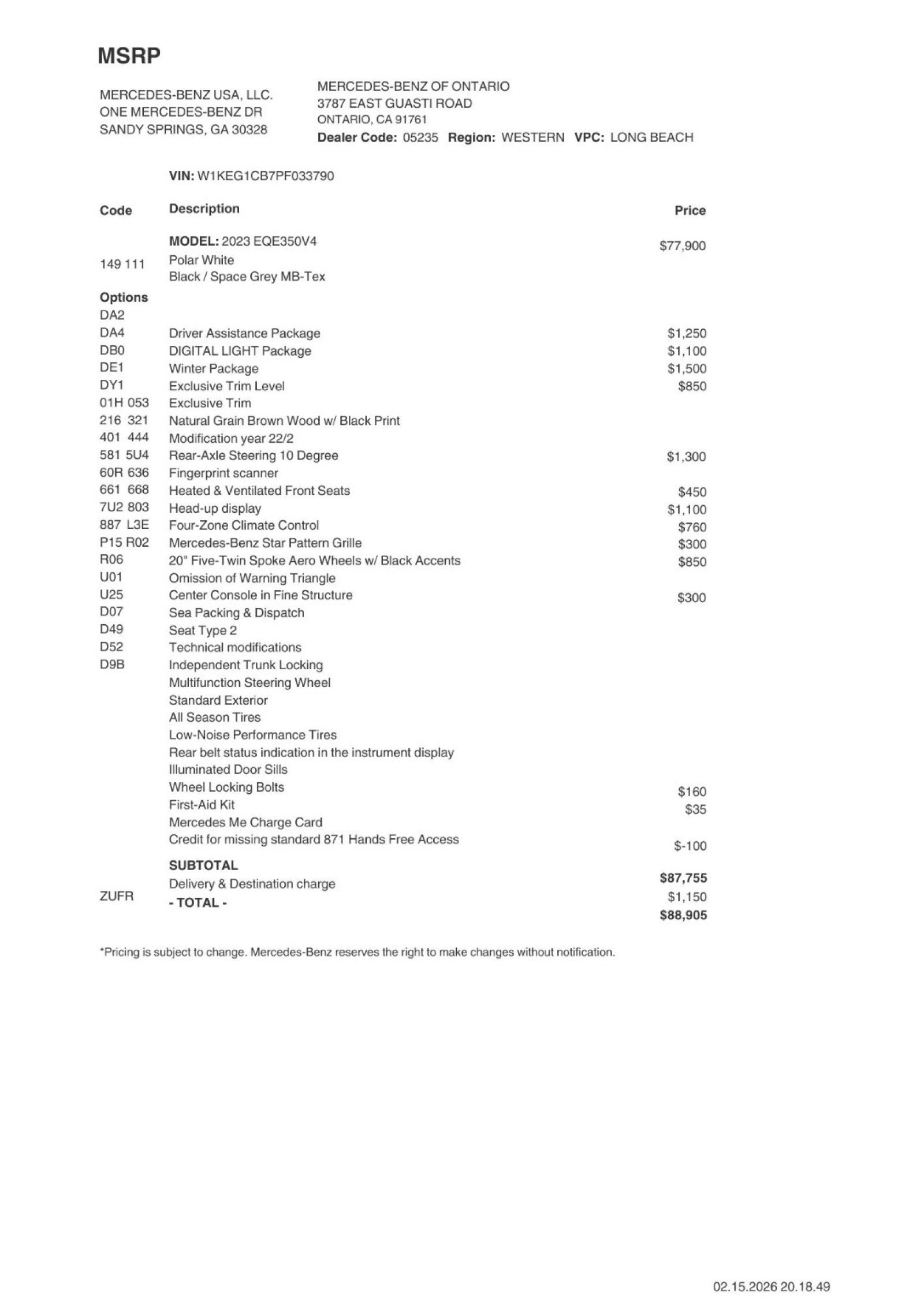 Certified 2023 Mercedes-Benz EQE 350+ 4MATIC Sedan w/ Exclusive Trim Package image 2