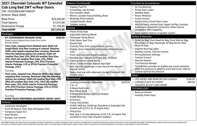 Used 2021 Chevrolet Colorado W/T w/ WT Convenience Package image 7