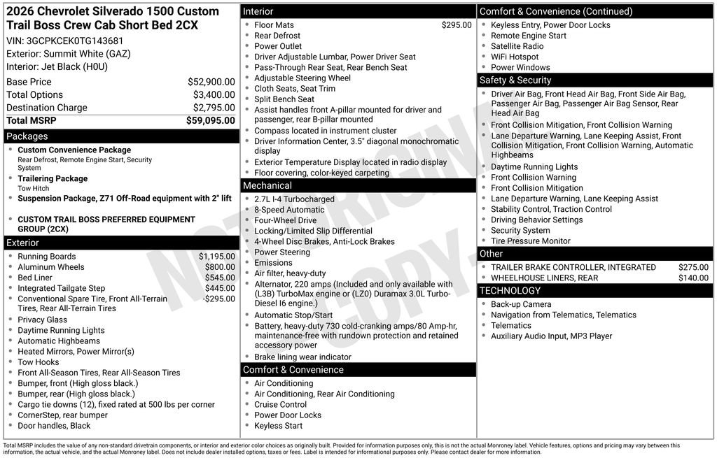 New 2026 Chevrolet Silverado 1500 Custom Trail Boss AWD/4WD image 28