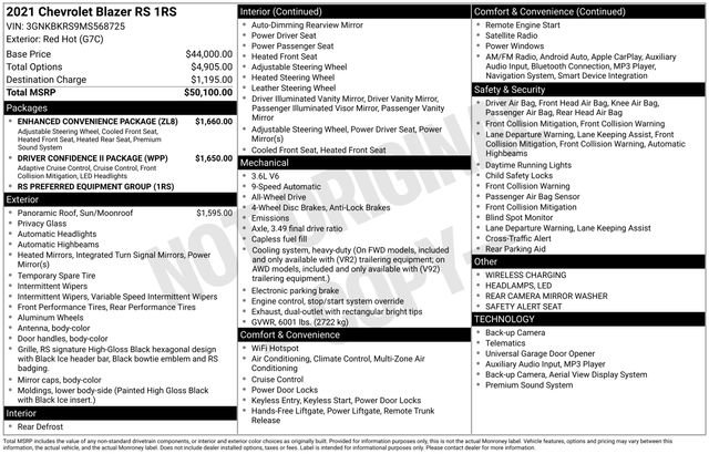 Used 2021 Chevrolet Blazer RS w/ Enhanced Convenience Package image 6