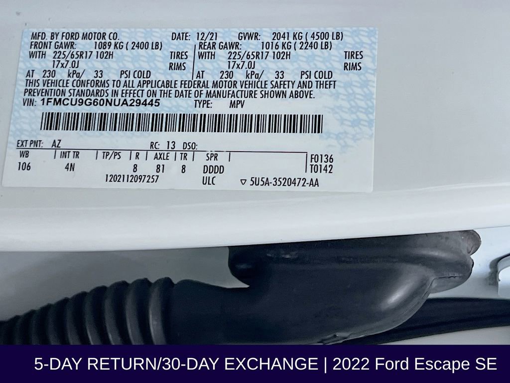 Used 2022 Ford Escape SE w/ Convenience Package image 36