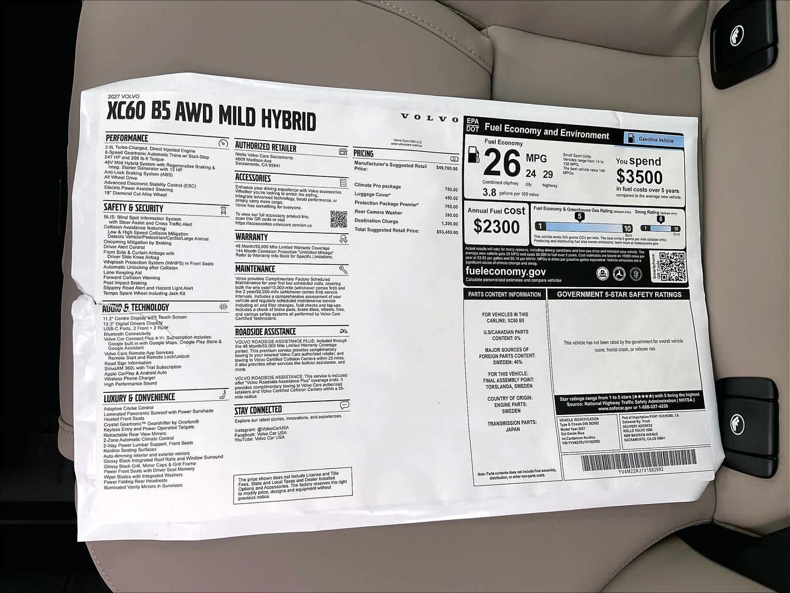 New 2027 Volvo XC60 B5 Core AWD/4WD image 37