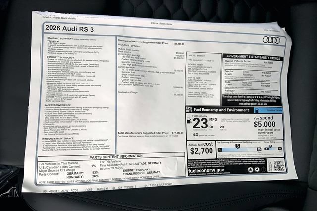 New 2026 Audi RS 3 AWD/4WD image 13