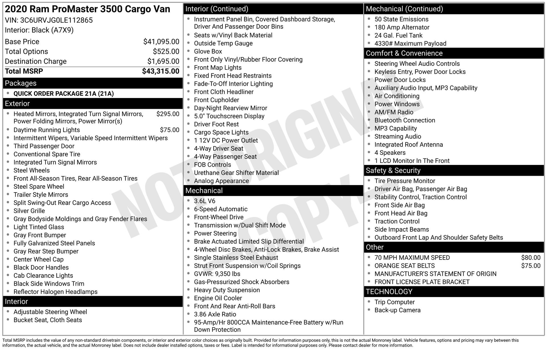 Used 2020 RAM ProMaster 3500 image 30