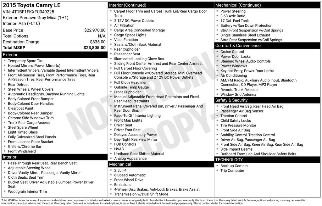 Used 2015 Toyota Camry LE image 47