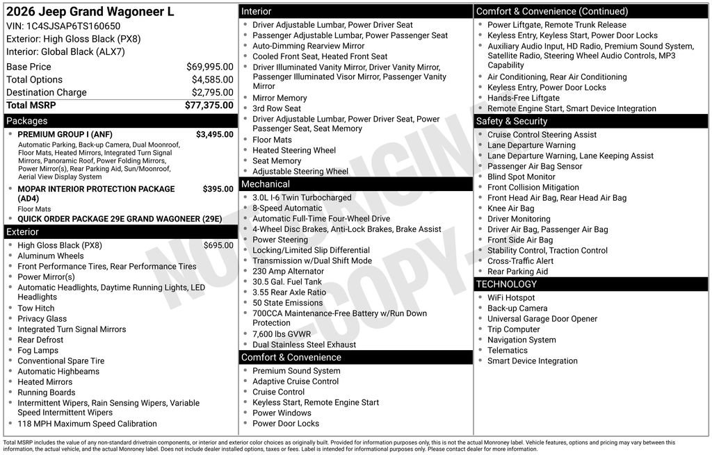 New 2026 Jeep Grand Wagoneer L 4WD w/ Premium Group I image 35