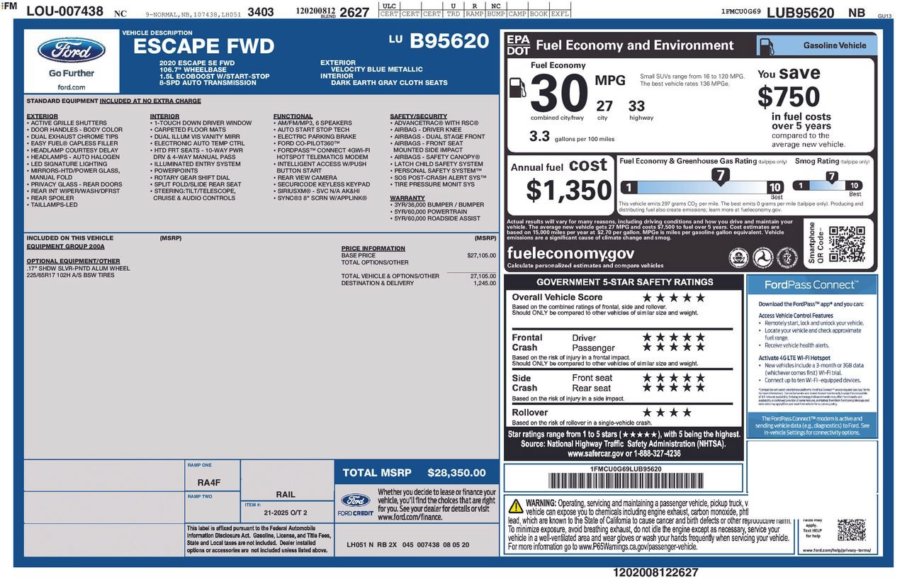 Used 2020 Ford Escape SE FWD image 9