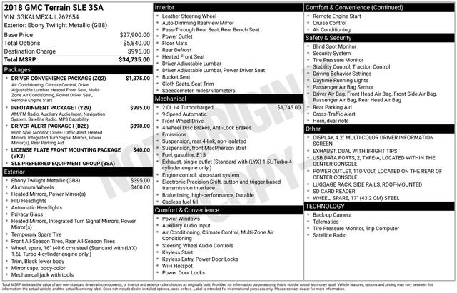 Used 2018 GMC Terrain SLE w/ Driver Convenience Package image 18