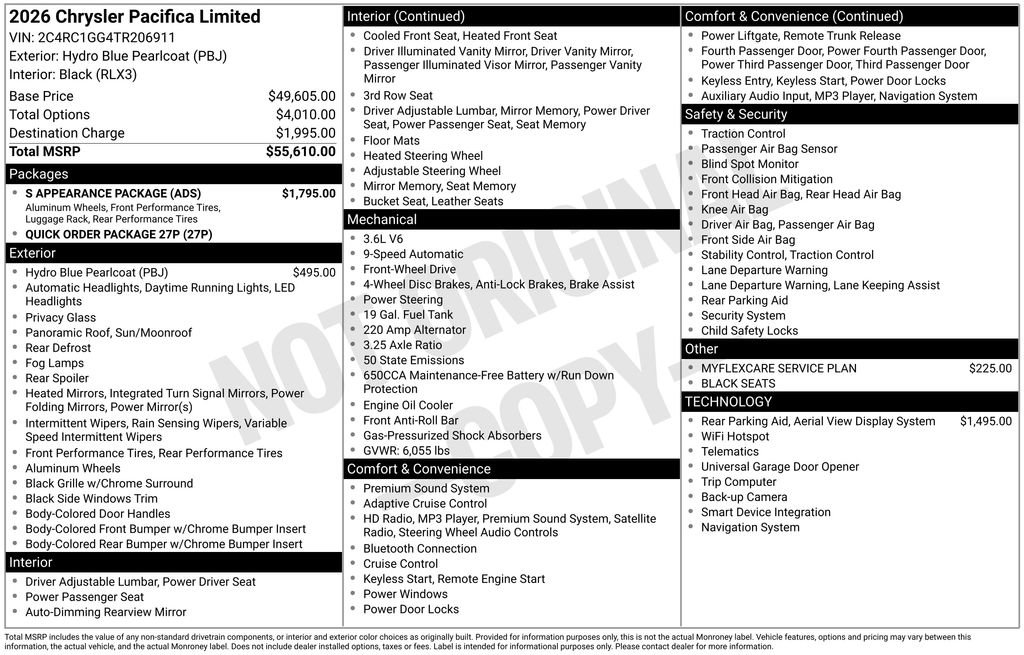 New 2026 Chrysler Pacifica Limited w/ S Appearance Package image 7