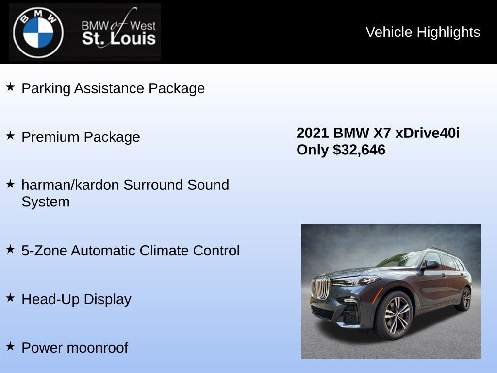 Used 2021 BMW X7 xDrive40i w/ M Sport Package AWD/4WD image 16