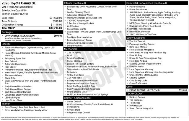 Certified 2026 Toyota Camry SE w/ Convenience Package image 33