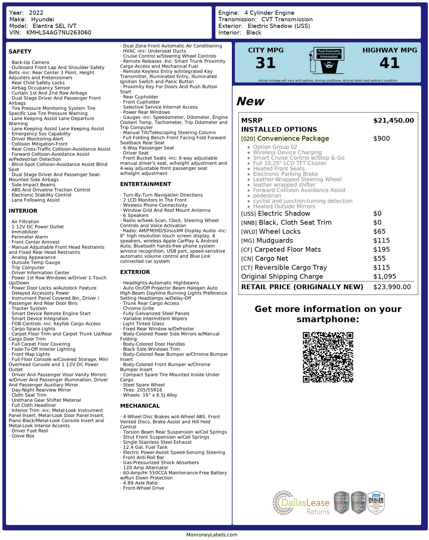 Used 2022 Hyundai Elantra SEL w/ Convenience Package FWD image 3