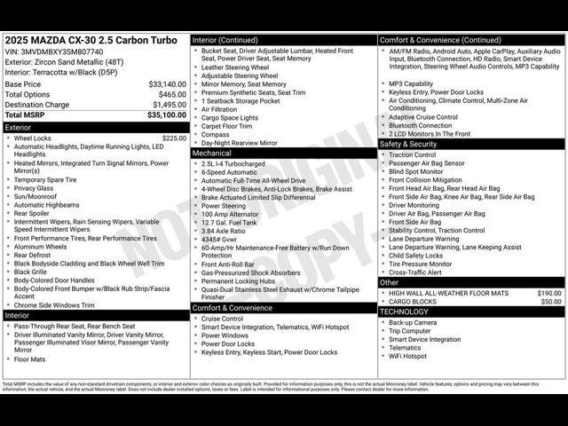 Certified 2025 MAZDA CX-30 Carbon AWD/4WD image 9