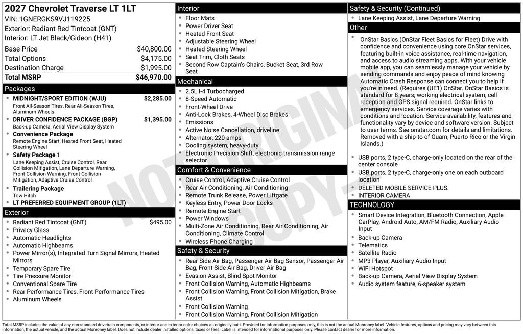 New 2027 Chevrolet Traverse LT w/ Midnight/Sport Edition FWD image 40